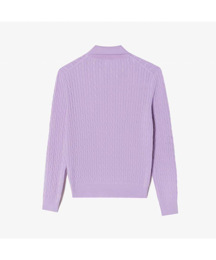 LACOSTE Women'S Cable Open Collar Sweater Af197E-54N Gfu