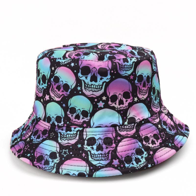 American Skull Reversible Bucket Hat: Hip Hop Street Dance Halloween Sun Protection Hat