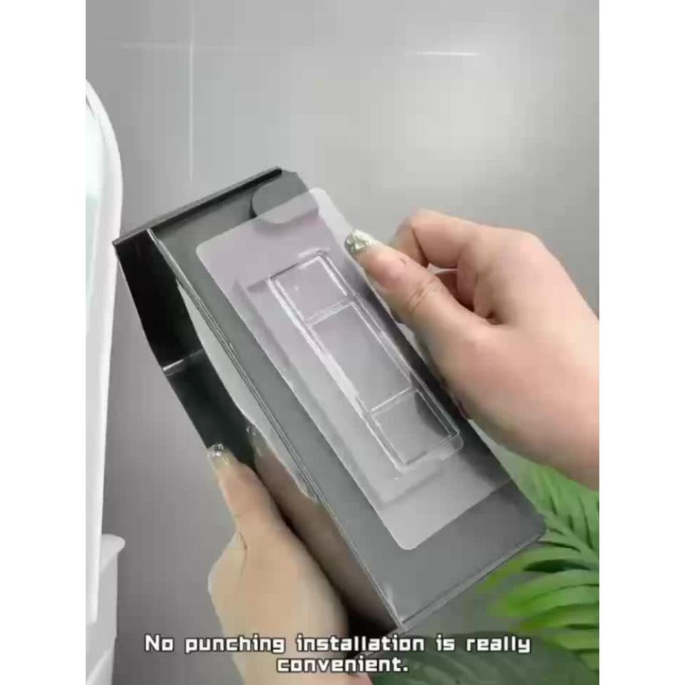No Punching Tissue Holder, Toilet Drawer Type Roll Box, Wall-mounted Bathroom Mobile Phone Holder, Plastic Material.
