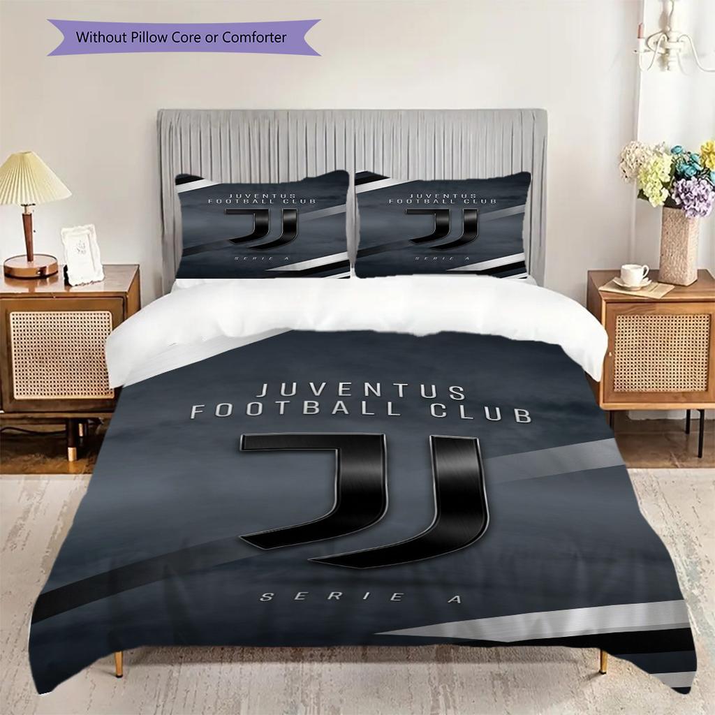 Biancheria da letto con stemma del Football Club Juventus (1 * copripiumino + 2 * federa, senza nucleo) Regalo di compleanno di Natale Copripiumino e federa