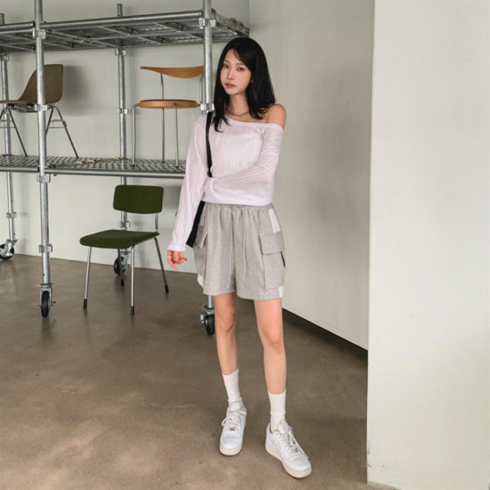 New Arrivals Open Run Women Casual Cotton Blend Big Pocket Track Banding Shorts