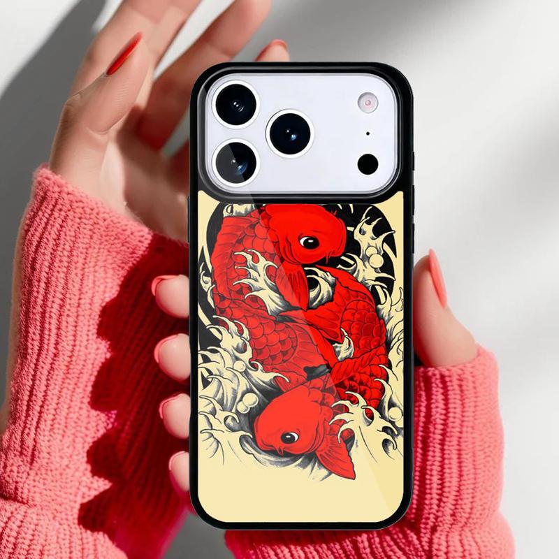 Koi Carp Fish Japanese Skull Tattoo Phone Case for iPhone 17 16 15 14 13 Pro Max Back Cover for 12 11 Pro Coque
