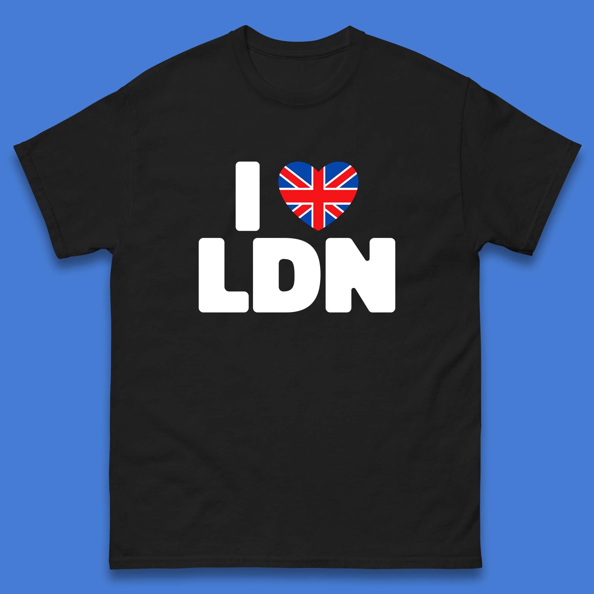 I Love LDN UK United Kingdom British England I Love London Mens Tee Top M