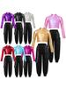 Kids Girls Stylish Clothes Set Long Sleeve Mock Neck Crop Top with Elastic Waistband Long Pants