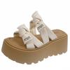 Small man with bow-tie platform slippers summer skirt new outer wear women's shoes fashion casual cool slippers
