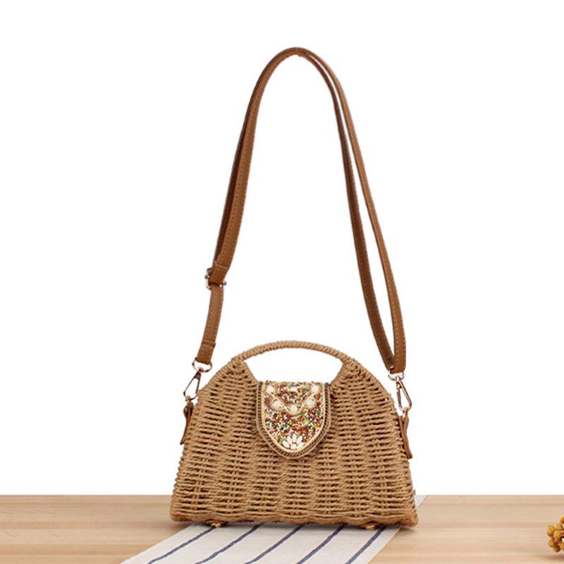 

Минималистичная сумка кроссбоди из бумажной веревки: Высококачественная текстура, нишевый дизайн, женские модные аксессуары верблюд