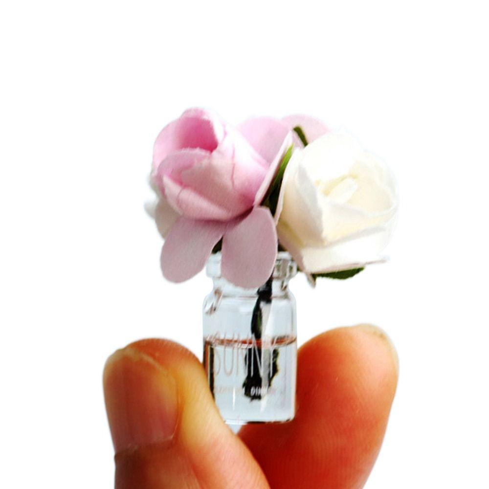 Rose Daisy Dollhouse Flower Vase 1/6 1/8 1/12 Micro Vase Flower Toy Miniature Rose Bouquet