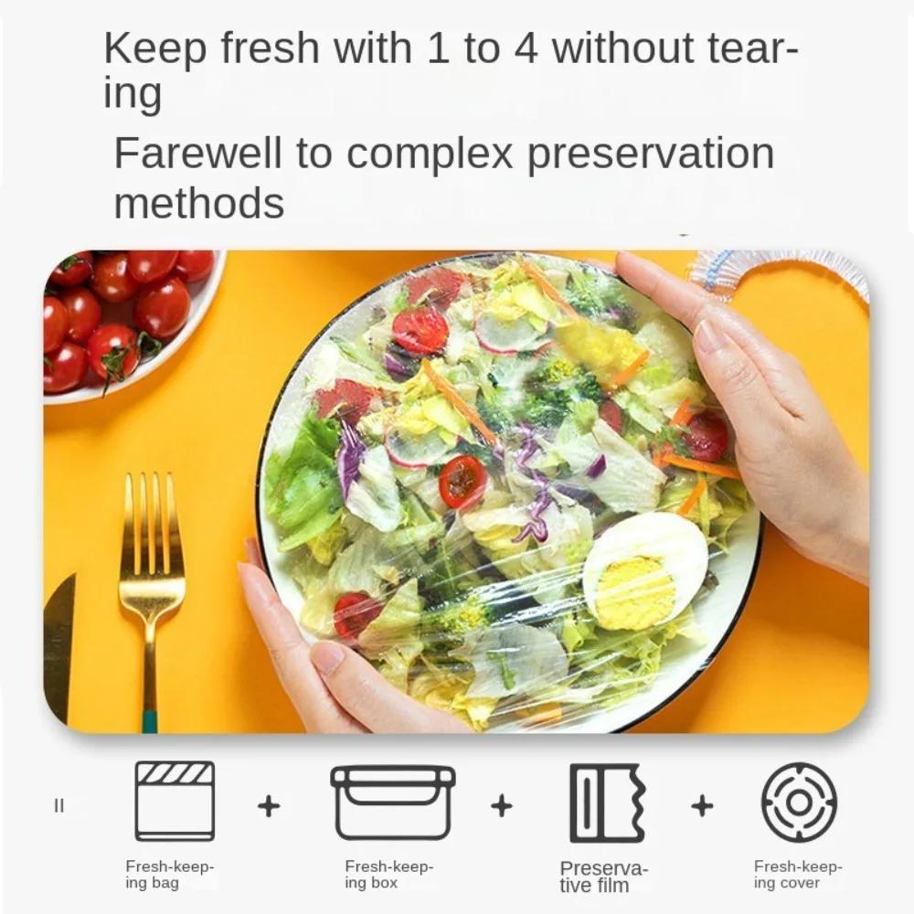 100pcs Elastic Food Lids White plastic wrap Elastic Mouth Fresh-Keeping Plastic Bags Disposable Food Cover For Fruit Vegetable