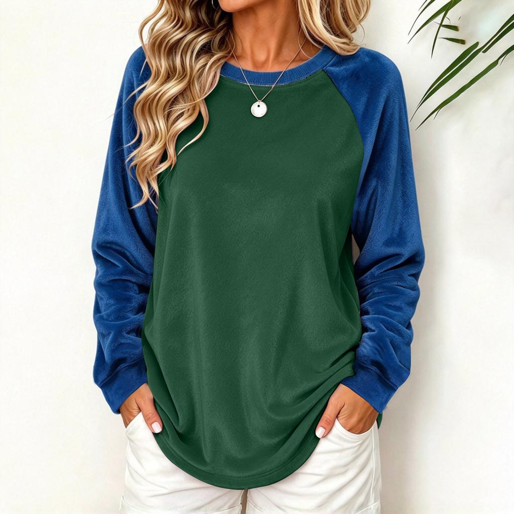 Women's Velvet Color Block Top
