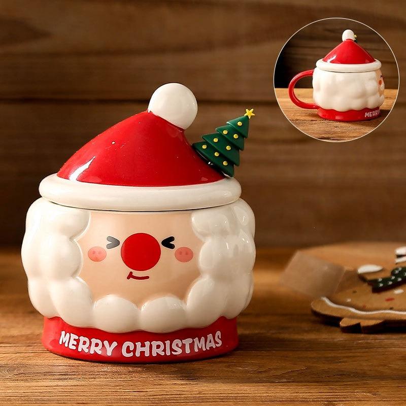 Kreative Weihnachten Keramiktasse - Niedliche Cartoon Relief Santa Claus Tasse, Praktische Geschenkidee für Zuhause Perfekt für Feiertagsfeiern