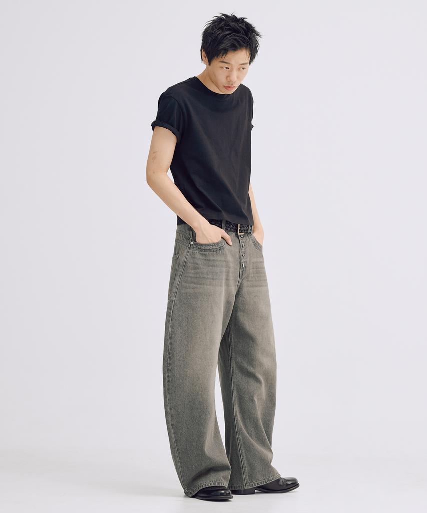 TAKEASY Smoky Button-Fly Denim Pants (Smoky Gray)