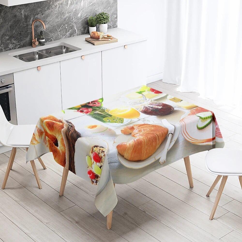 Food Print Tablecloth Stain Resistant Waterproof Rectangular  Kitchen Restaurant Table Decoration Home Decor