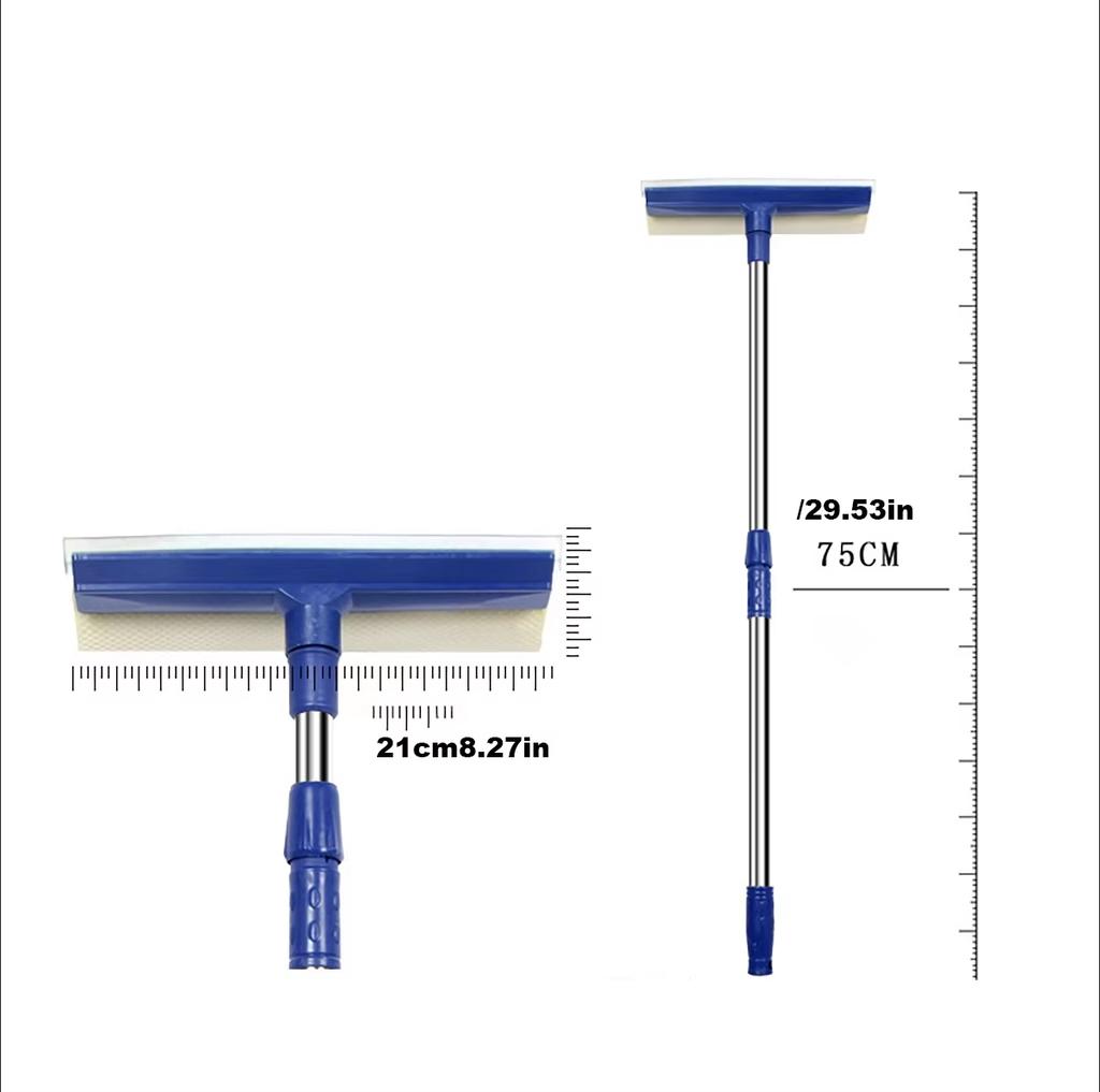 2 In 1 Telescopic Window Glass Cleaner Wiper Long Handle Sponge Brush Window Mop Squeegee Wiper Cleaning Tool