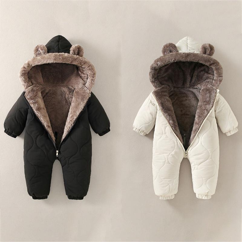 Batole Dětský Zimní Teplý Kombinéza s Kapucí Bavlna Peří Zip Body