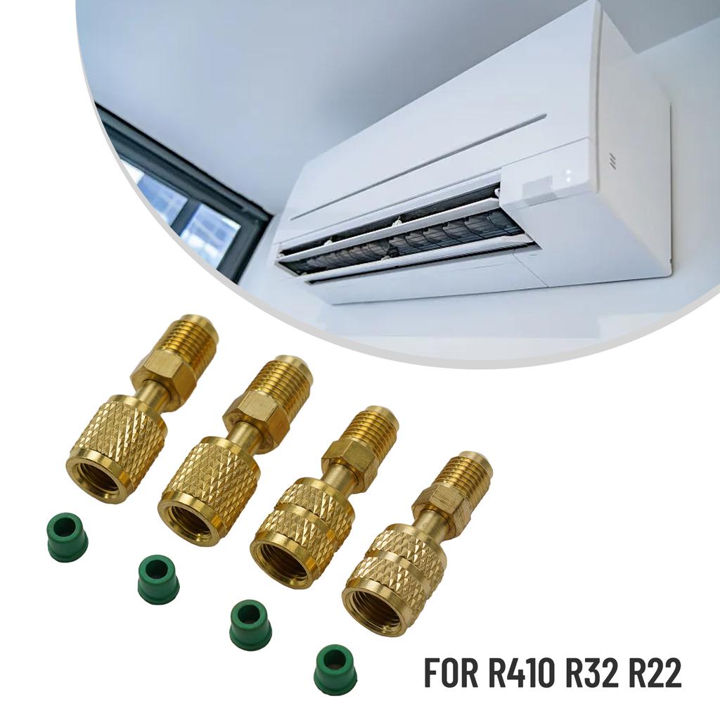 4PCS R410A Adapter Quick Couplers 5/16 SAE F To 1/4 SAE M and 5/16 SAE M To 1/4 SAE for Easy Refrigeration Access