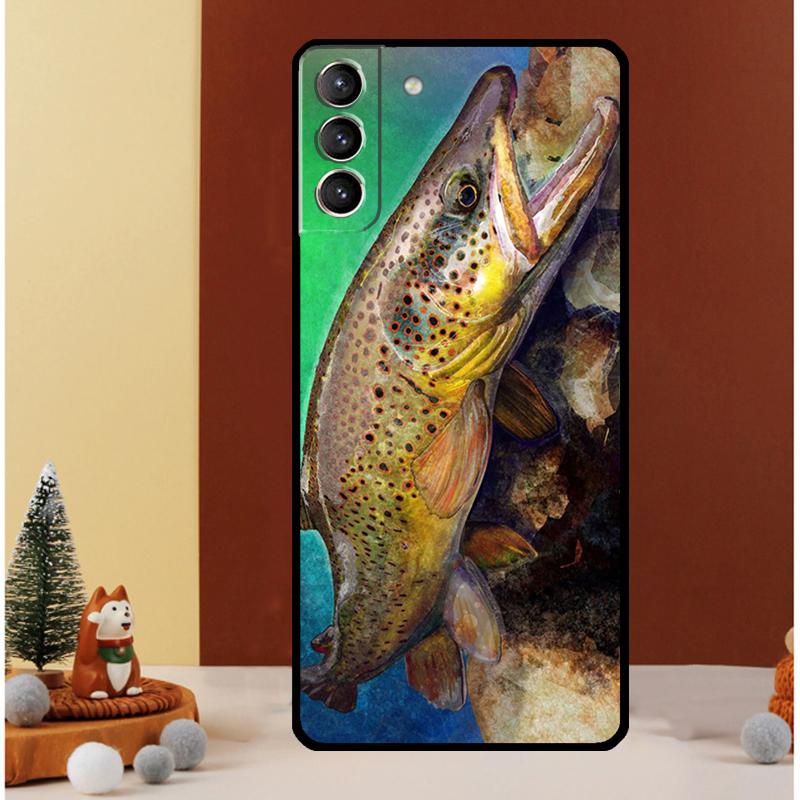Brown Trout Fly Fishing Case For Samsung Galaxy S25 S26 Ultra S21 S22 S20 S23 S24 Ultra S10 Plus S25 FE Cover Funda