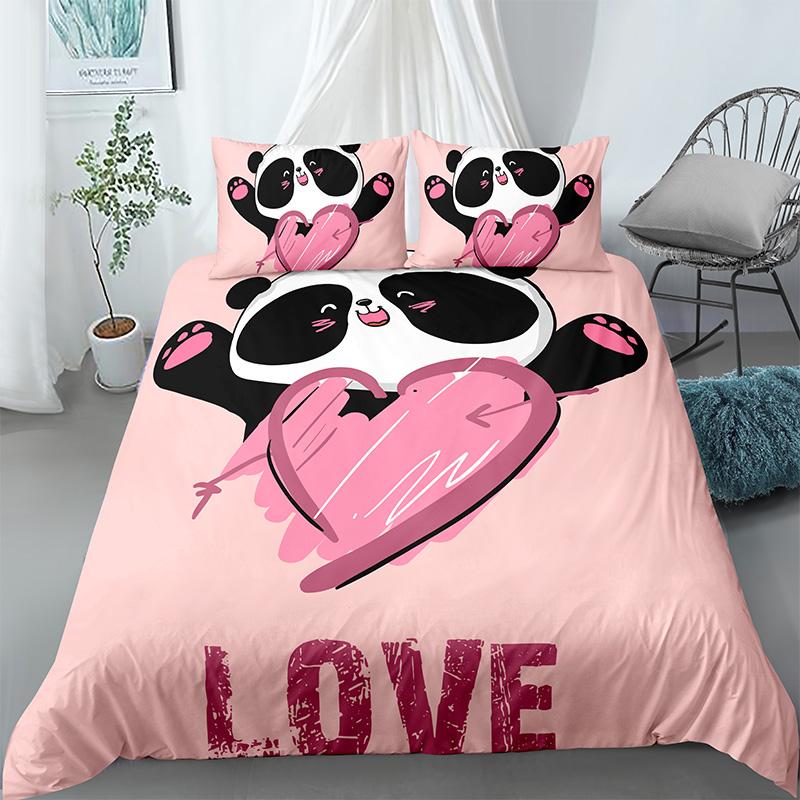 Comforter Panda Printed 2/3Pcs Bedding Set Bamboo For Adult Child Bedclothes And S Bed Sets King