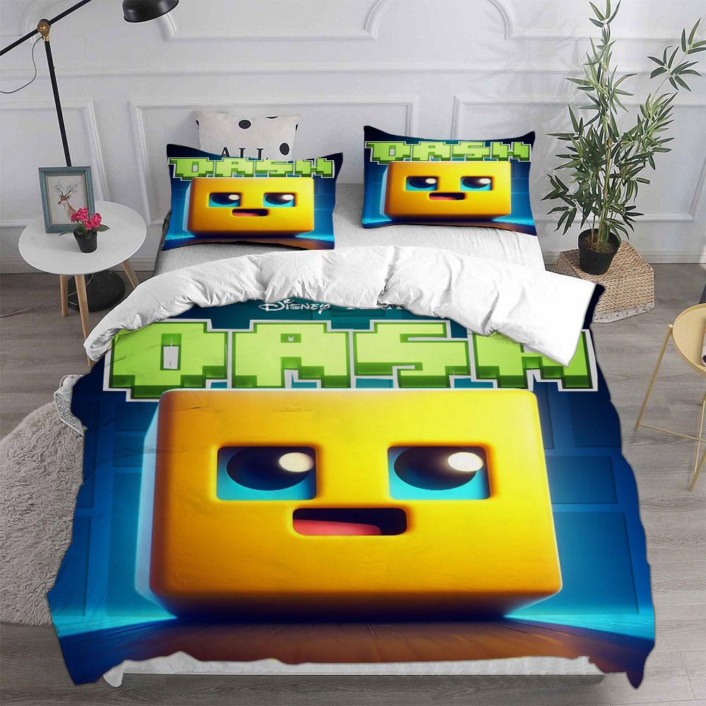 Geometry Dash Bedding Sets Comforter Quilt Bed Cover Duvet Cover Pillow Case 2-3 Pieces Sets Kids Adult Size