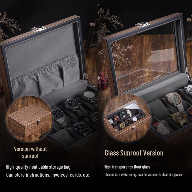 Walnut Wood Watch and Jewelry Organizer Box - Storage for Wristwatches, Bracelets, and More