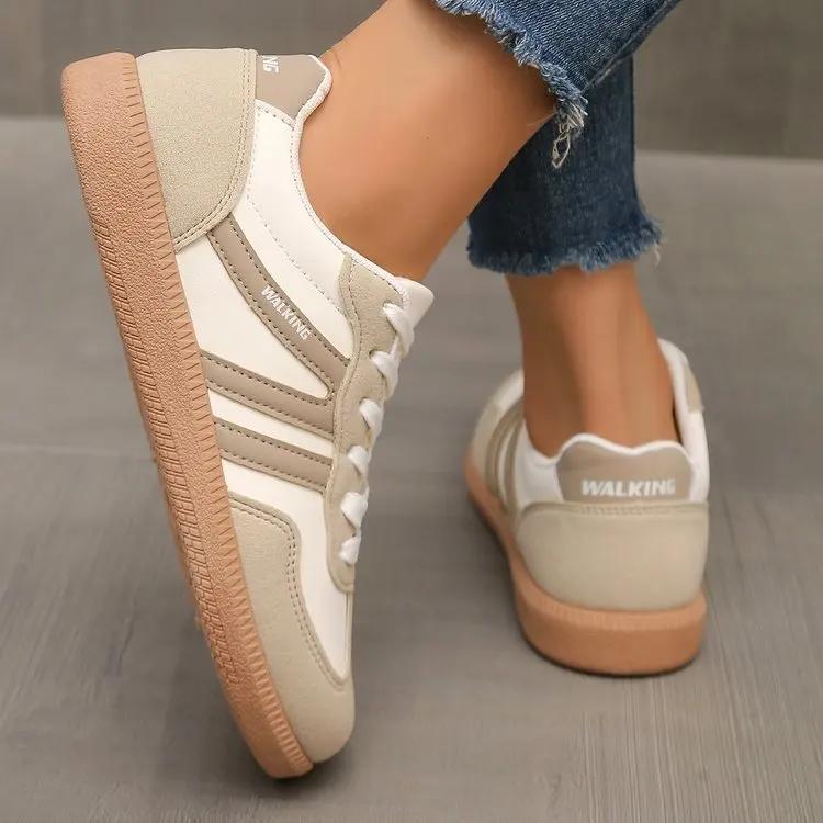 

Women Shoes Fashion Casual Flats Ladies Outdoor Walking Sneakers Women Comfortable Lace-Up Non-Slip Casual Sports Shoes 36 грязно-белый