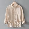 2025 Men's Chinese Style Cotton Linen Long Sleeve Tang Suit Hanfu Shirt, Plus Size Loungewear