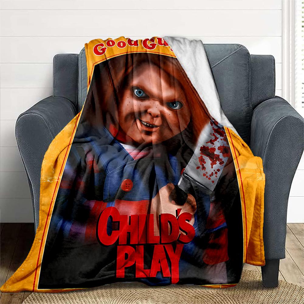 1ks Chucky Venkovní deka Lehký flanel, Měkká a teplá, Celoroční použití pro pohovku, Venku, Kempování, Obývací pokoj, Kancelář, Židli