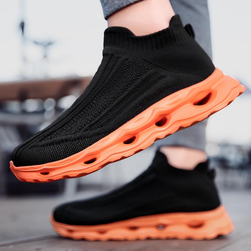 Fashion Orange Mens Sock Shoes Plus Size 48 Lightweight Platform Casual Sneakers Women Sports Walking Shoes Man Running Shoes