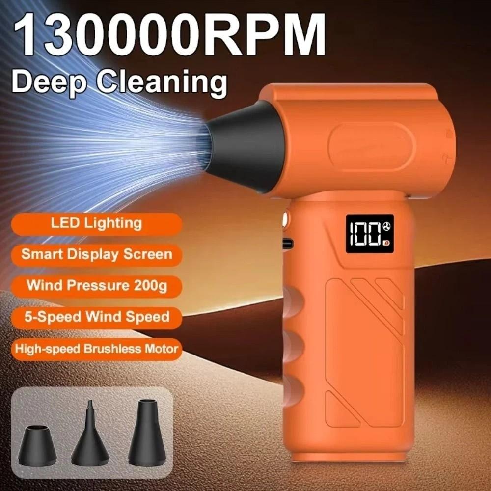 USB Rechargeable Turbo Jet Fan 5-Speed Adjustable Powerful Air Blower Electric Blower Car Cleaning