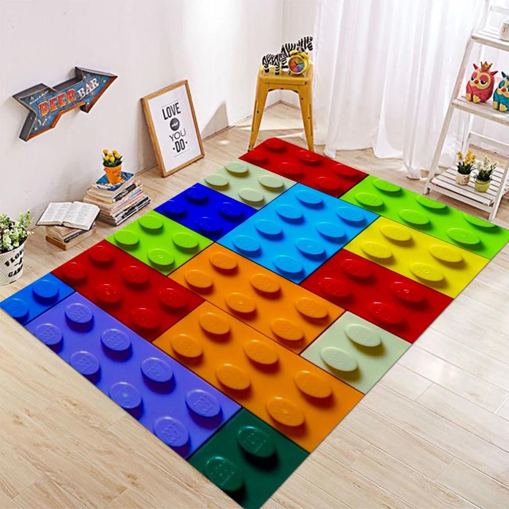 3D Building Block Carpet Three-dimensional Carpet Living Room Sofa Door Mat Decoration Anti Slip Floor Mat Home Decoration