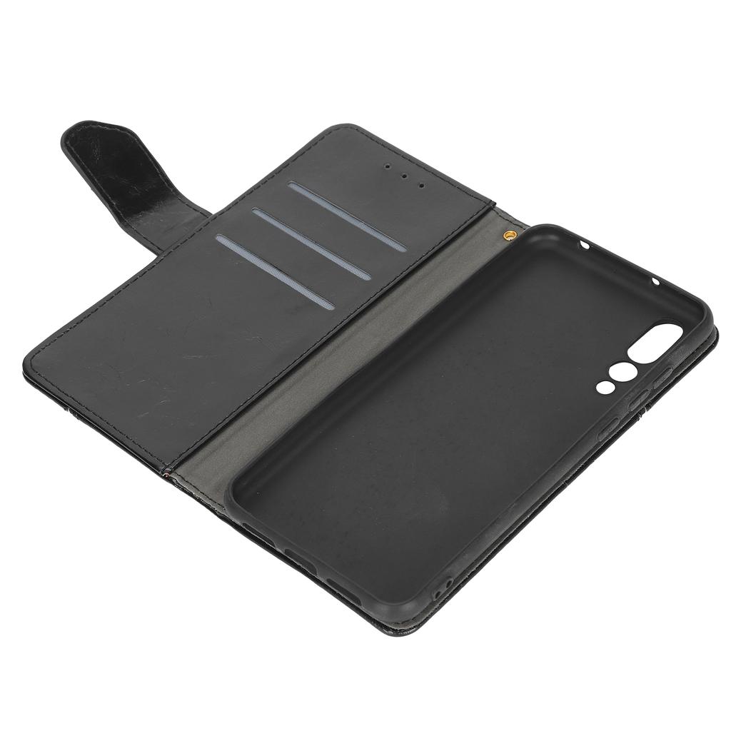 PU Leather Wallet Phone Case with Credit Card Holder Magnetic Buttons for Huawei P20 Pro Shockproof Cover