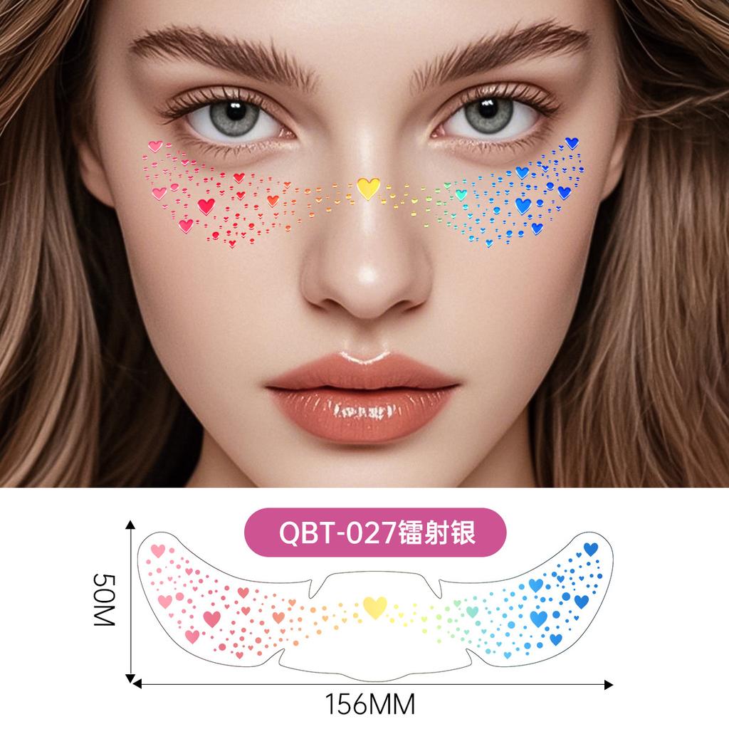 Hot Silver Laser Temporary Facial Tattoo Stickers for Parties and Masquerade Made of White Paper