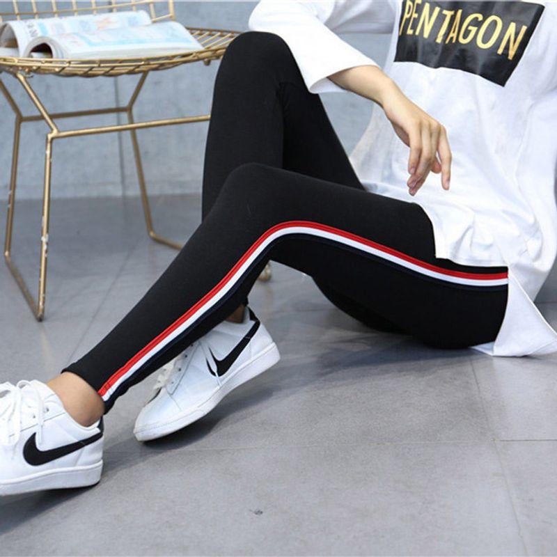 

High Waisted Side Striped Cropped Pants High Waist Side Striped Ankle-Length Pants Female Side stripe black XXL