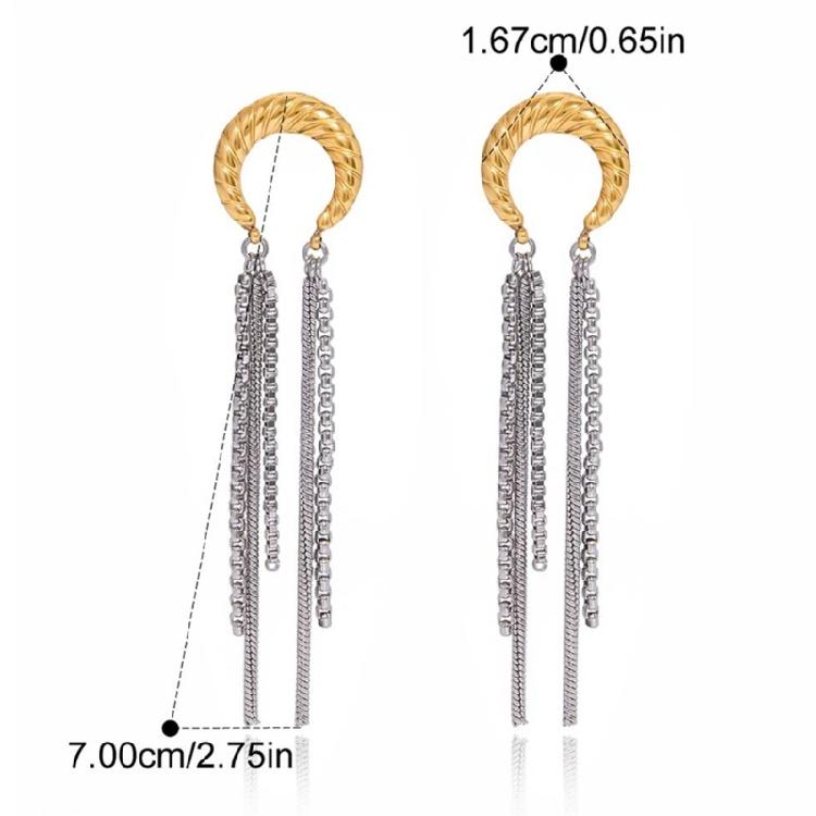 Moon Shaped Dangle Earrings With Moving Tassels Stainless Steel Party Daily Jewelry Lightweight Comfortable Jewelry