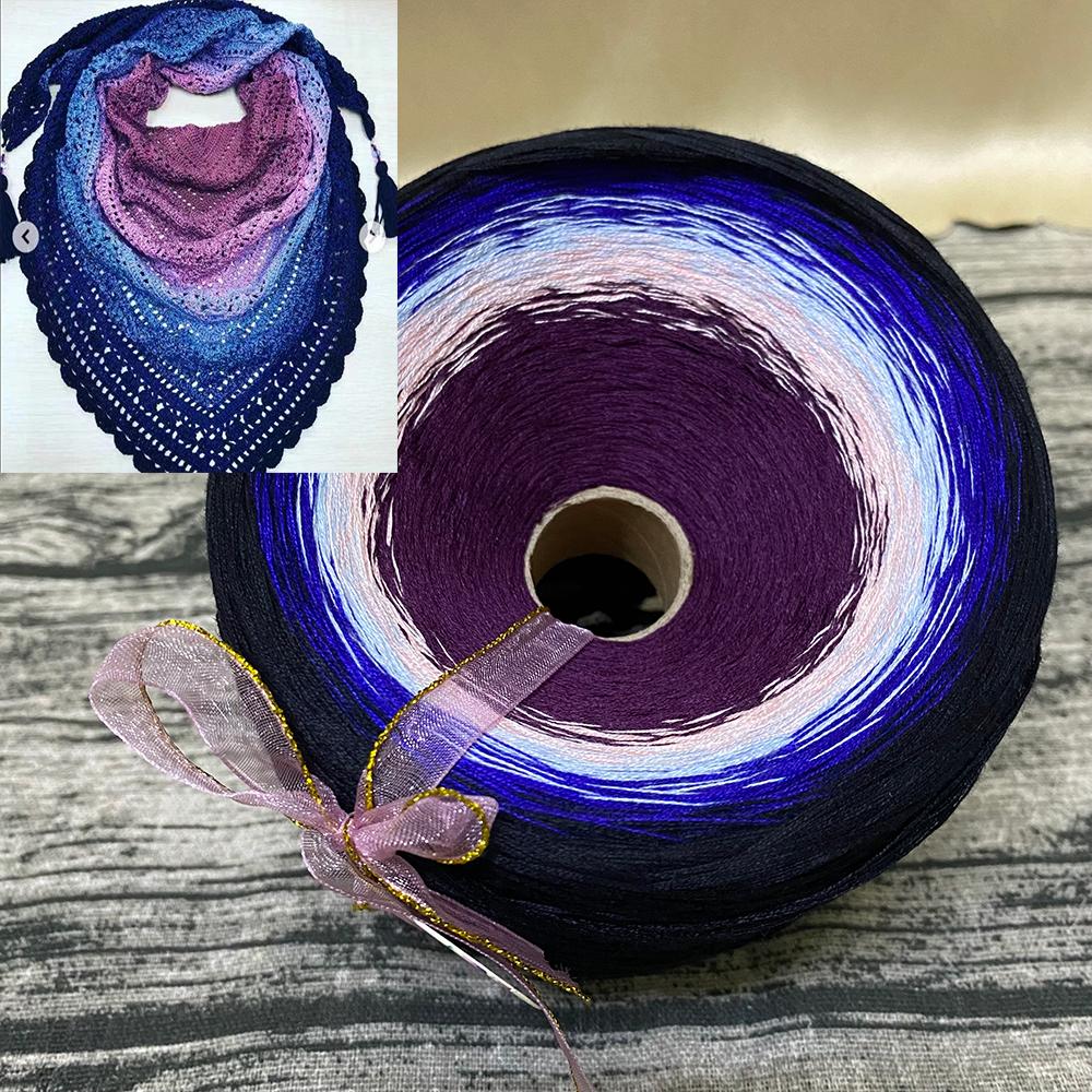 300g Pure Cotton Cake Thread Gradient Long Section Dyed No. 8 Lace Thread for DIY Hand-knitted Shawl Short-sleeved Skirt Blanket