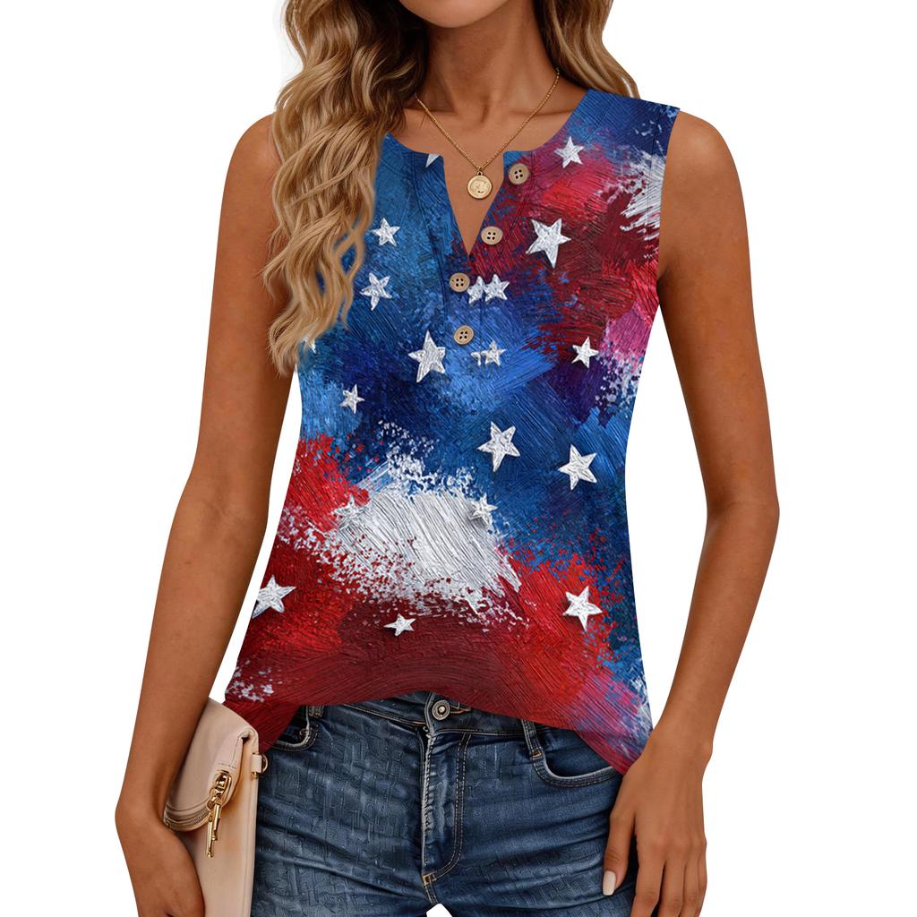 Square Collar Tank Top Women Print Tank Tee Casual Loose Fit Sleeveless Shirt
