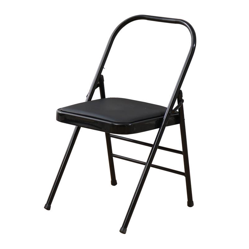 Iyengar Yoga Heavy-Duty Folding Chair for Yoga Support Front and Rear Beam - Black