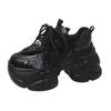 Fashion Women Platform Sneakers Spring Autumn 8cm Chunky High Heels Bling Red Ladies Wedges Casual Dad Shoes Leather Sports Sneakers
