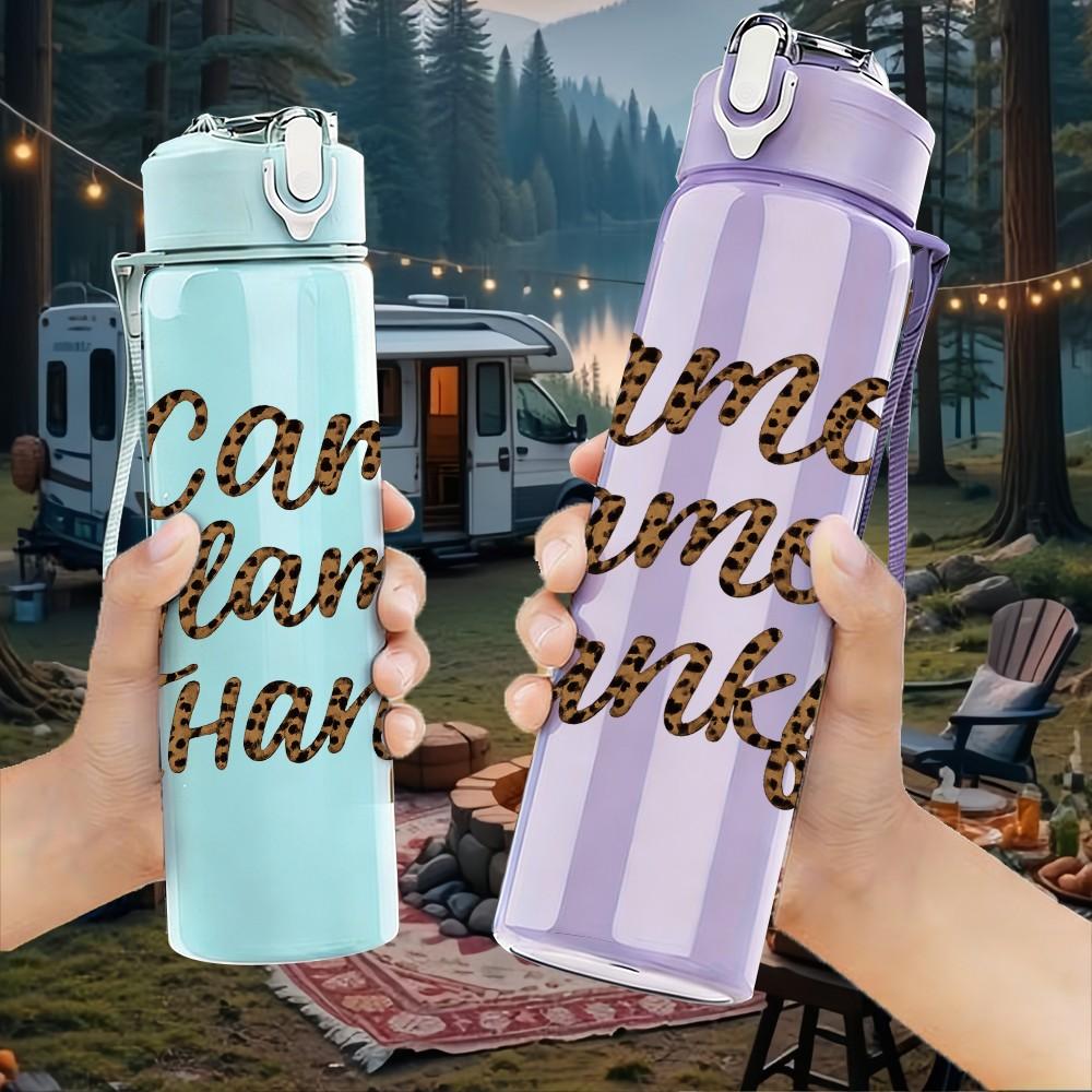 1PC Camox Glamour Thankful Script 750ml Color Plastic Sports Water Bottle Leakproof Flip Straw Lid Suitable for Sports Office Home Use