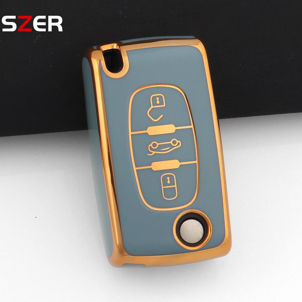 For Citroen C2 C3 C4 C5 C6 Xsara Berlingo For Peugeot 207 307 308 407 607 807 Fashion Tpu Car Key Case Cover Keychain Fob Shell