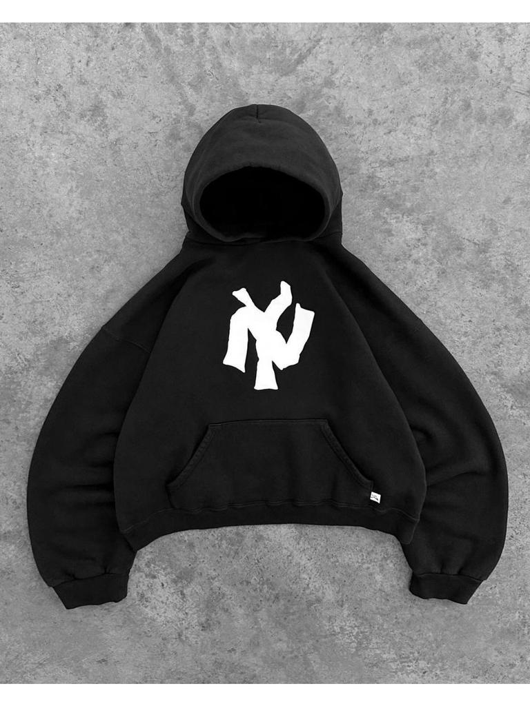 GLYDE Harajuku Retr Nový Vzor Tisk Kvetoucí Svetr Mikina s Kapucí Y2K Street Hip-Hop Ležérní Volná Mikina Párový Vrchol