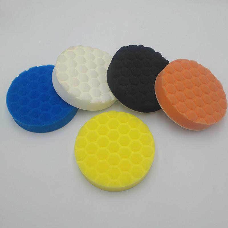 5 piezas/juego Rueda de Pulido para Encerado de Coche Bandeja de Esponja Autoadhesiva Rueda de Esponja con Patrón de Tortuga Máquina de Pulir Almohadilla de Limpieza con Patrón Hexagonal 3 Pulgadas