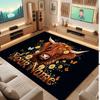 Highland Cow Theme Soft Crystal Velvet Rug Custom Name & Text Print Non Slip Floor Rug for Bedroom Living Room