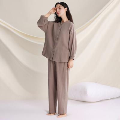 Women's Cotton Pajama Set Button Down Long Sleeve Top And Long Pants Loungewear Set Casual 2 Piece Sleepwear
