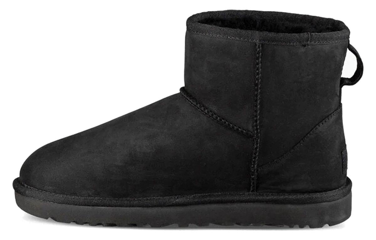 UGG Classic Mini Кожаные Снегоступы Черные Женские 1016558-BLK 38