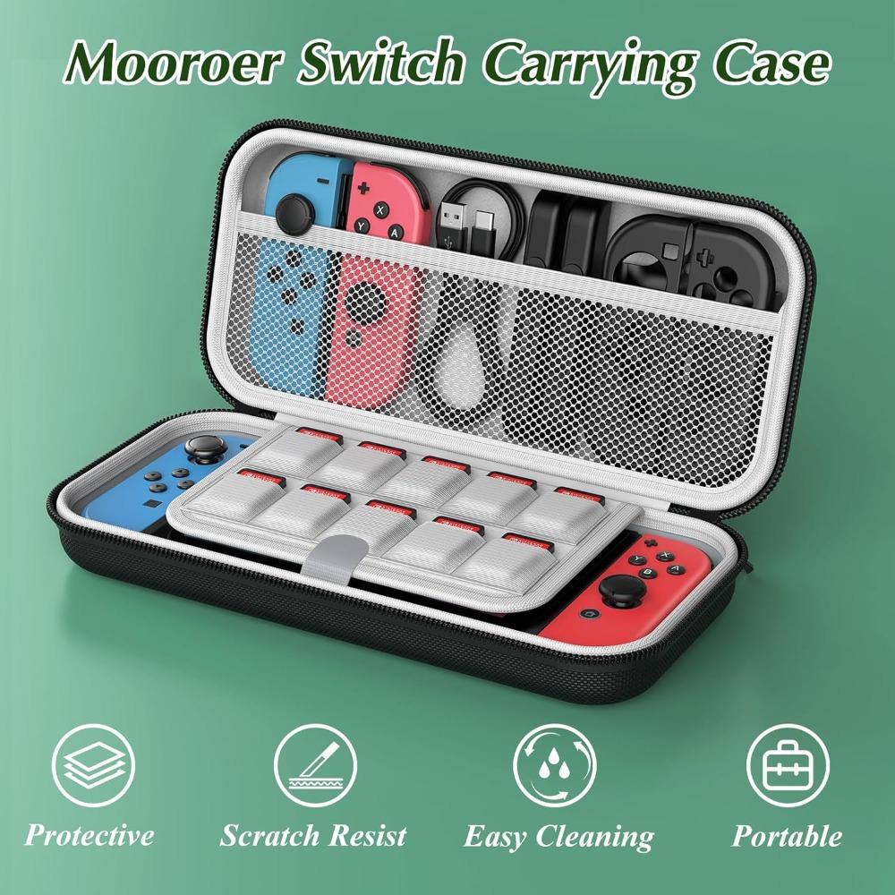 Switch Accessories Bundle 27 in 1 Accessories Kit with Carrying Case Screen Protector Charging Dock Compact Playstand More