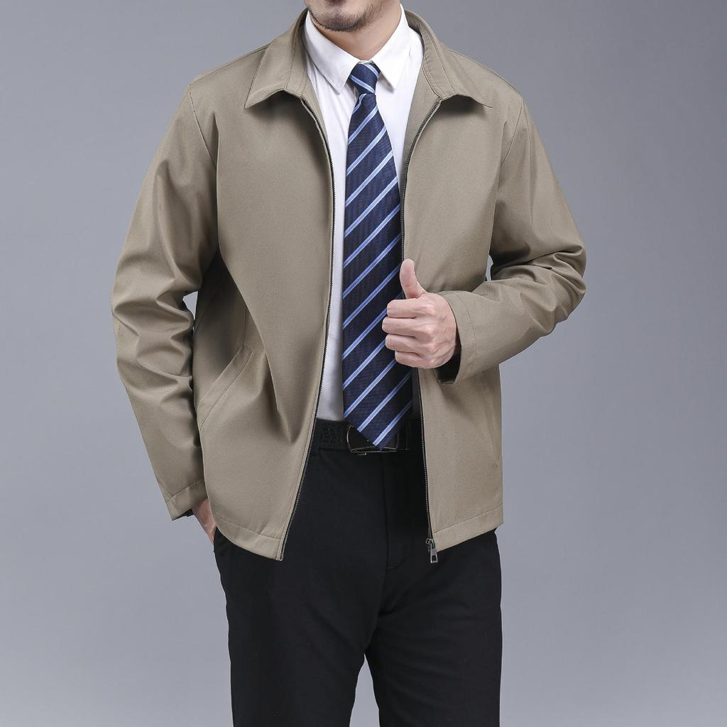 New Autumn and Winter Large Size Men's Jacket Men's Loose Casual Business Lapel Middle-aged and Elderly Jacket Jacket