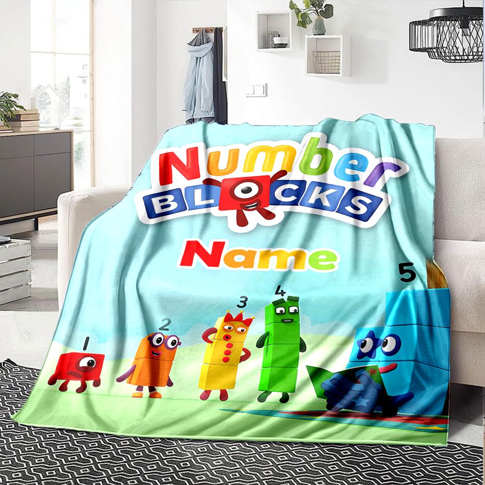 Customiz Name Personality Numberblocks Blanket Soft &Warm Sofa Office Bed Travel Lunch Break Blanket, Gift Suitable All Seasons