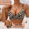 Wirefree Push-Up Bra Women With Side Support Seamless Leopard Print 3/4 Cup Nylon Bralette Adjustable Straps S-XXL