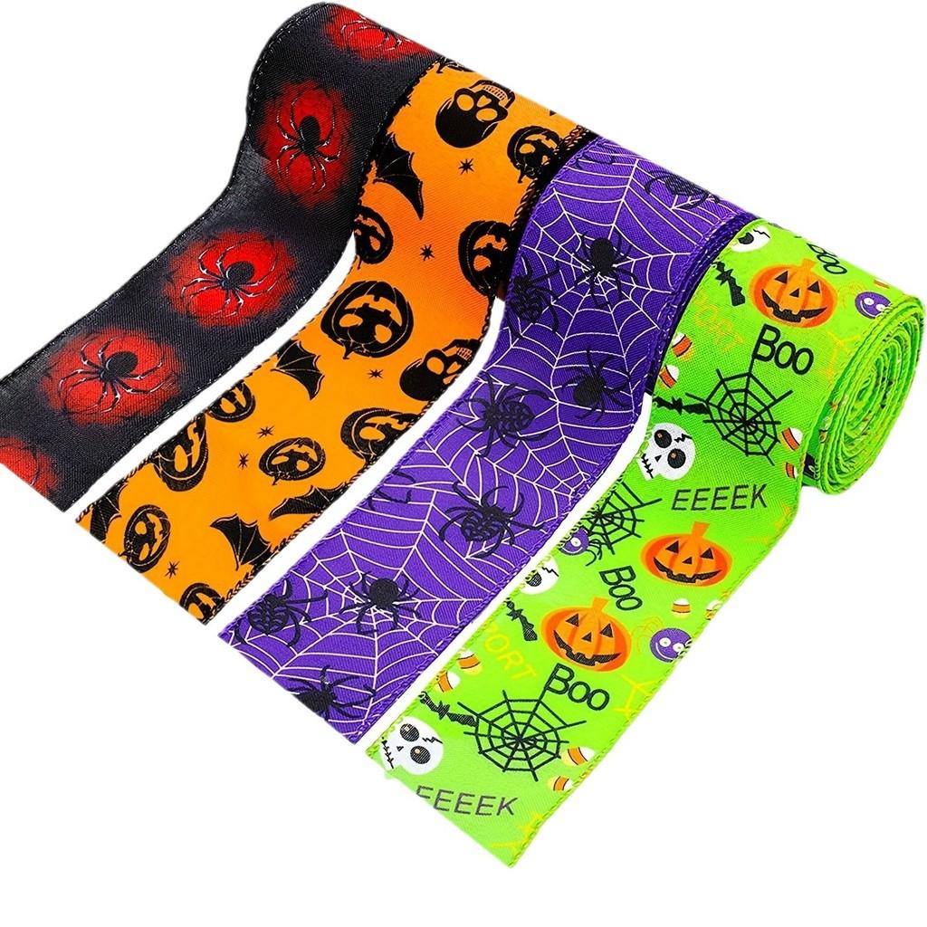 Colorful Halloween Pumpkin Spider Ribbon For Festive Decorations And Diy Crafts