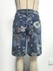 Cross2026 Florale High-Waist Wide-Leg Denim Capris für Damen